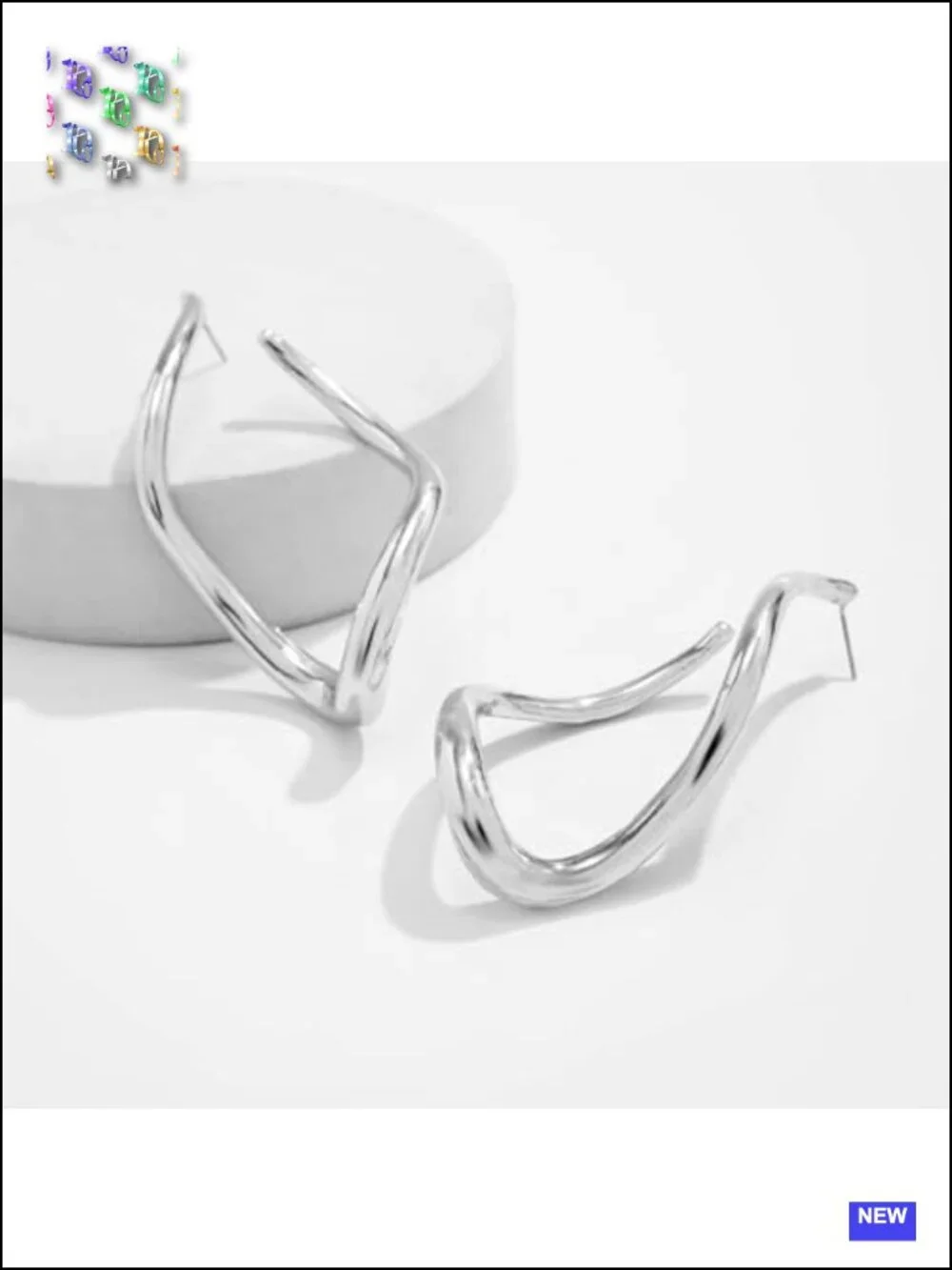 14K Gold Plated Unique Twisted Square Large Hoop Earrings Bold Geometric Drop